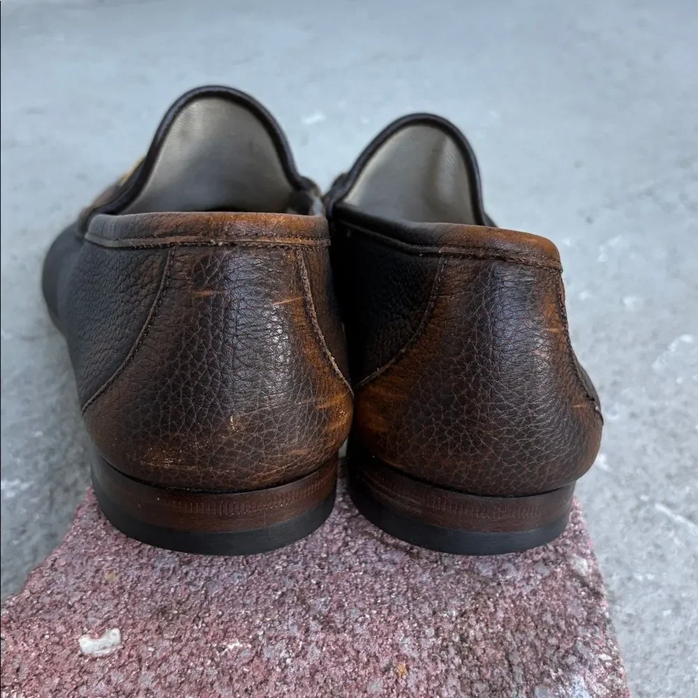 Gucci men’s two tone horse bit loafers